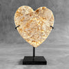 Stunning Heart Shape of Yellow Crystal Rock on a custom stand CH/504