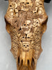 Carved Cow Skull Pile of Human Skulls and Octopus carving K2/048