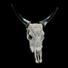 Grey Carved Cow Skull With Abalone Shell Accents - Peacock motif | Skull,A/144