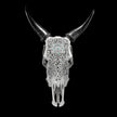 Grey Carved Cow Skull With Turqoise Accents - Star mandala motif | Skull,A/140