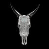 Grey Carved Cow Skull With Turqoise Accents - Star mandala motif | Skull,A/140