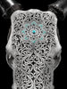 Grey Carved Cow Skull With Turqoise Accents - Star mandala motif | Skull,A/140