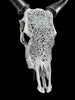 Grey Carved Cow Skull With Turqoise Accents - Star mandala motif | Skull,A/140