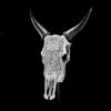 Grey Carved Cow Skull With Turqoise Accents - Star mandala motif | Skull,A/140