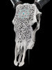 Grey Carved Cow Skull With Turqoise Accents - Star mandala motif | Skull,A/140
