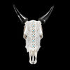 White Carved Cow Skull With Turqoise Accents - Ketupat motif | Skull,A/137