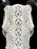 White Carved Cow Skull With Turqoise Accents - Ketupat motif | Skull,A/137