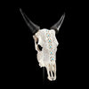 White Carved Cow Skull With Turqoise Accents - Ketupat motif | Skull,A/137