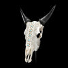 White Carved Cow Skull With Turqoise Accents - Ketupat motif | Skull,A/137