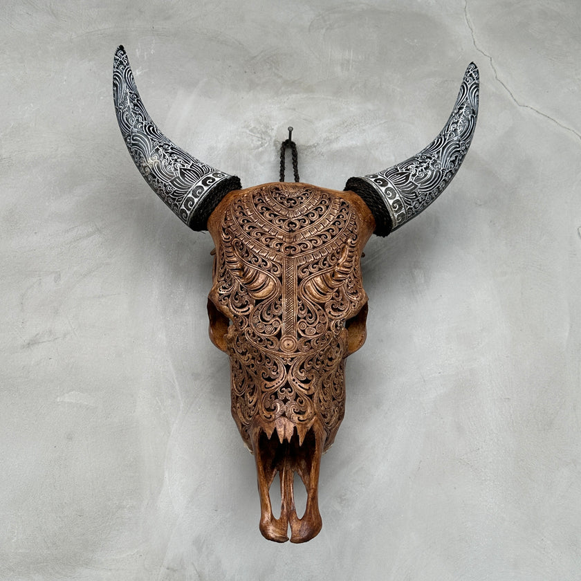 Cow & Horns Carved Badong - Skull,A/039