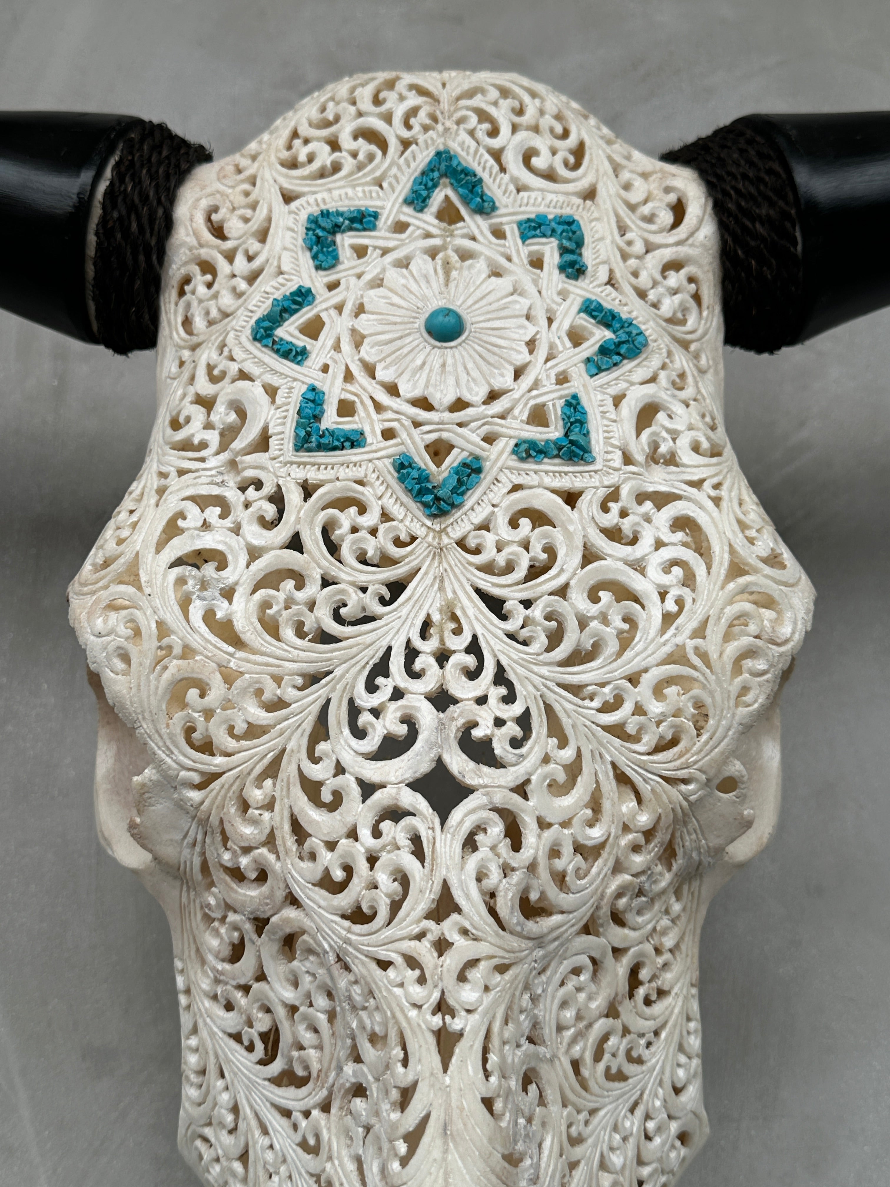 Bull Skull Carved Star Mandala - Skull,A/049