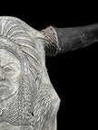 Bull Skull Carved Indian - Skull,A/153