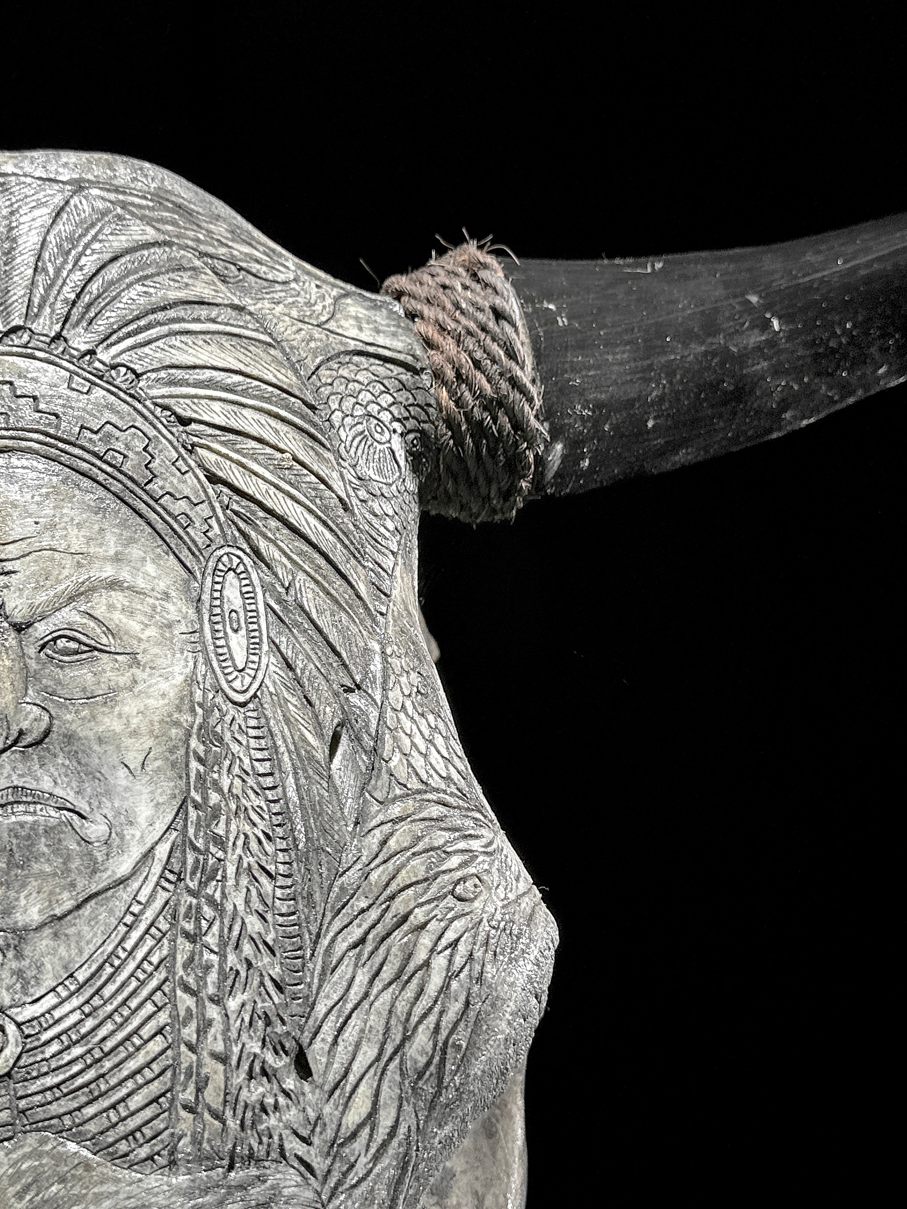 Bull Skull Carved Indian - Skull,A/153