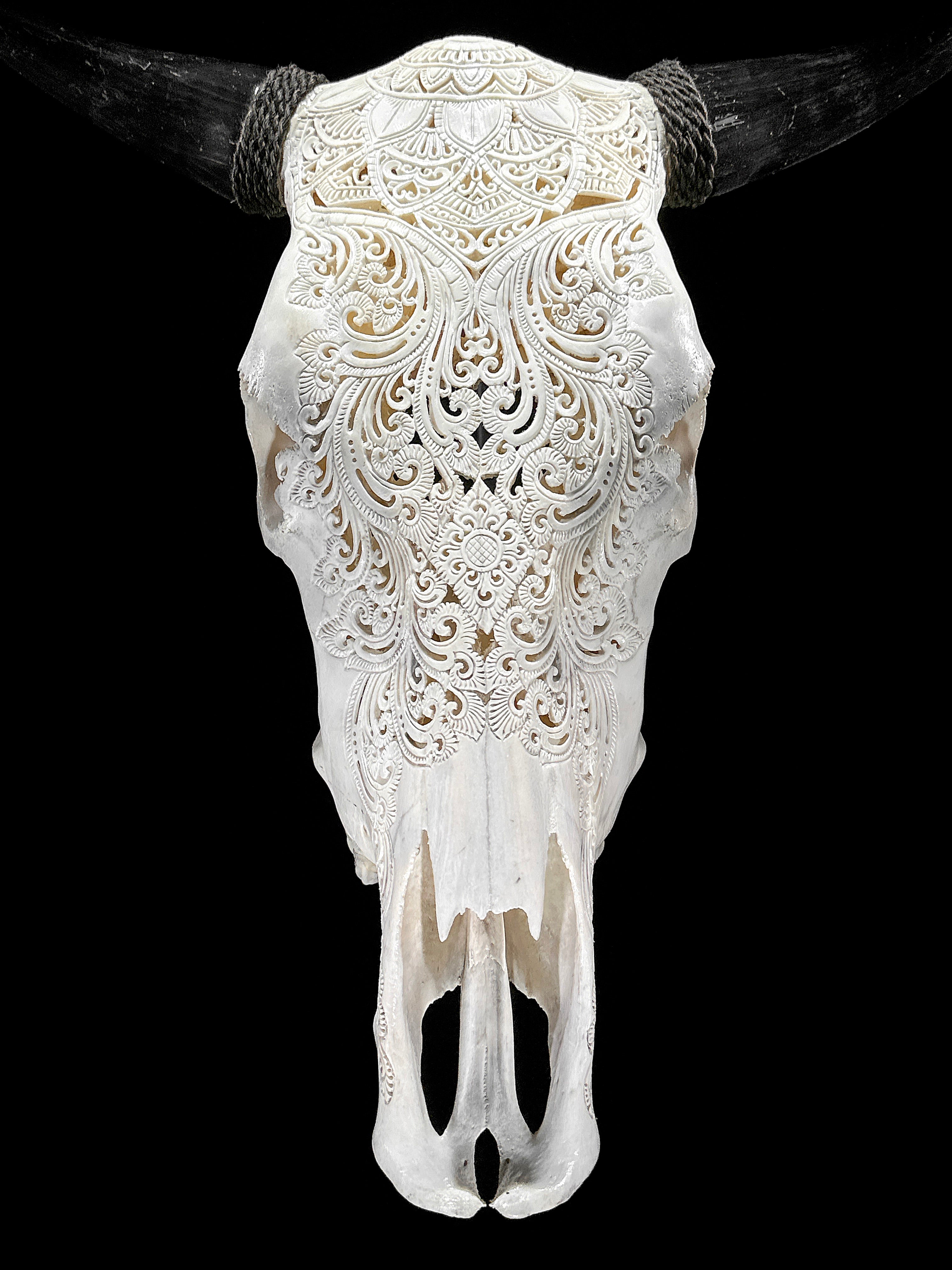 Bull Skull Carved Mandala Boho - Skull,A/149