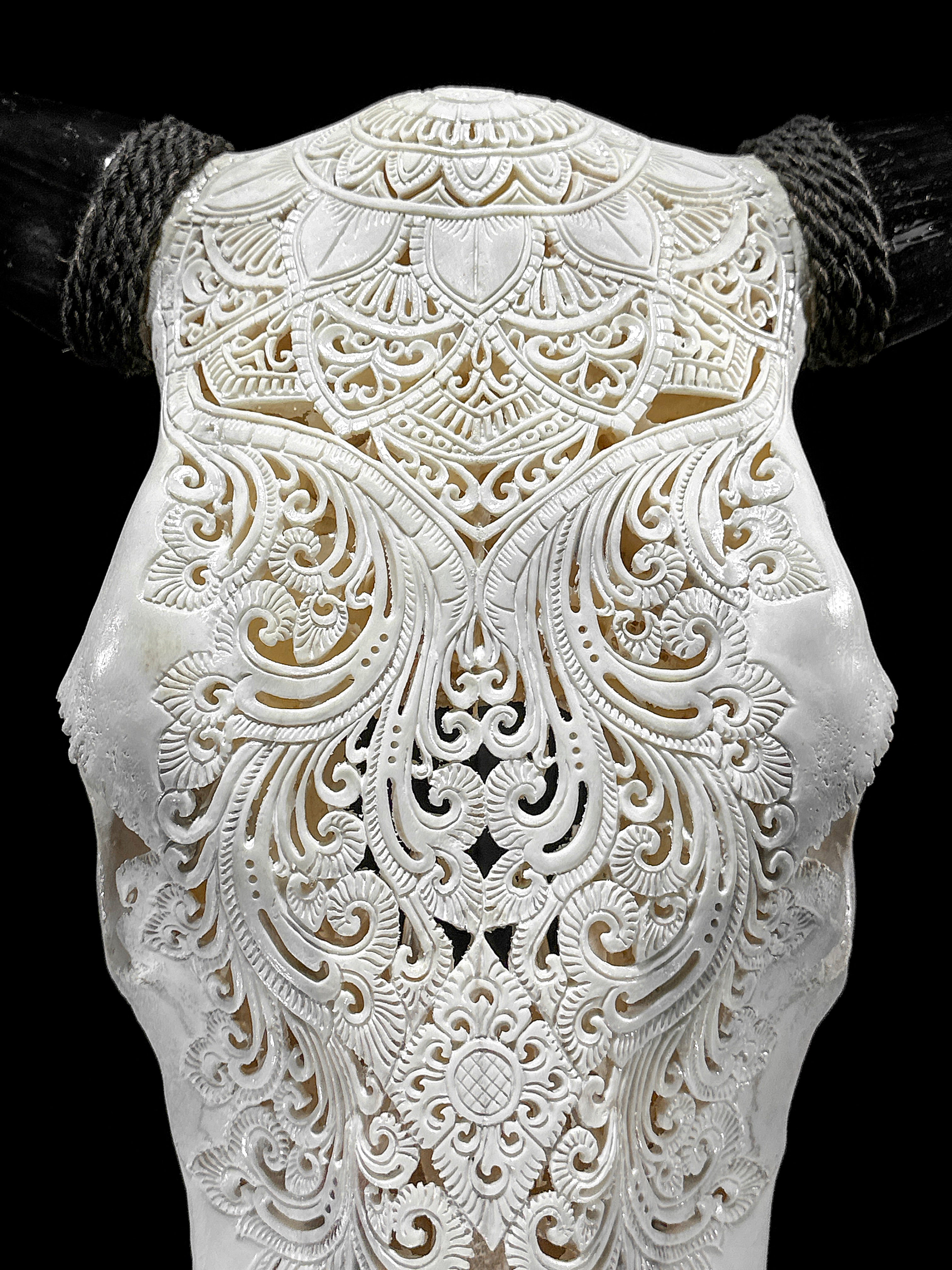Bull Skull Carved Mandala Boho - Skull,A/149