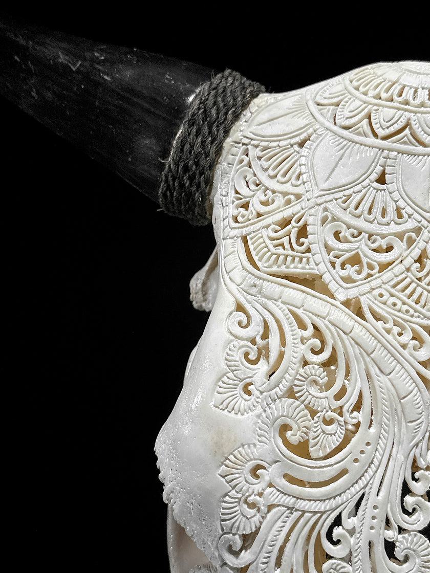 Bull Skull Carved Mandala Boho - Skull,A/149