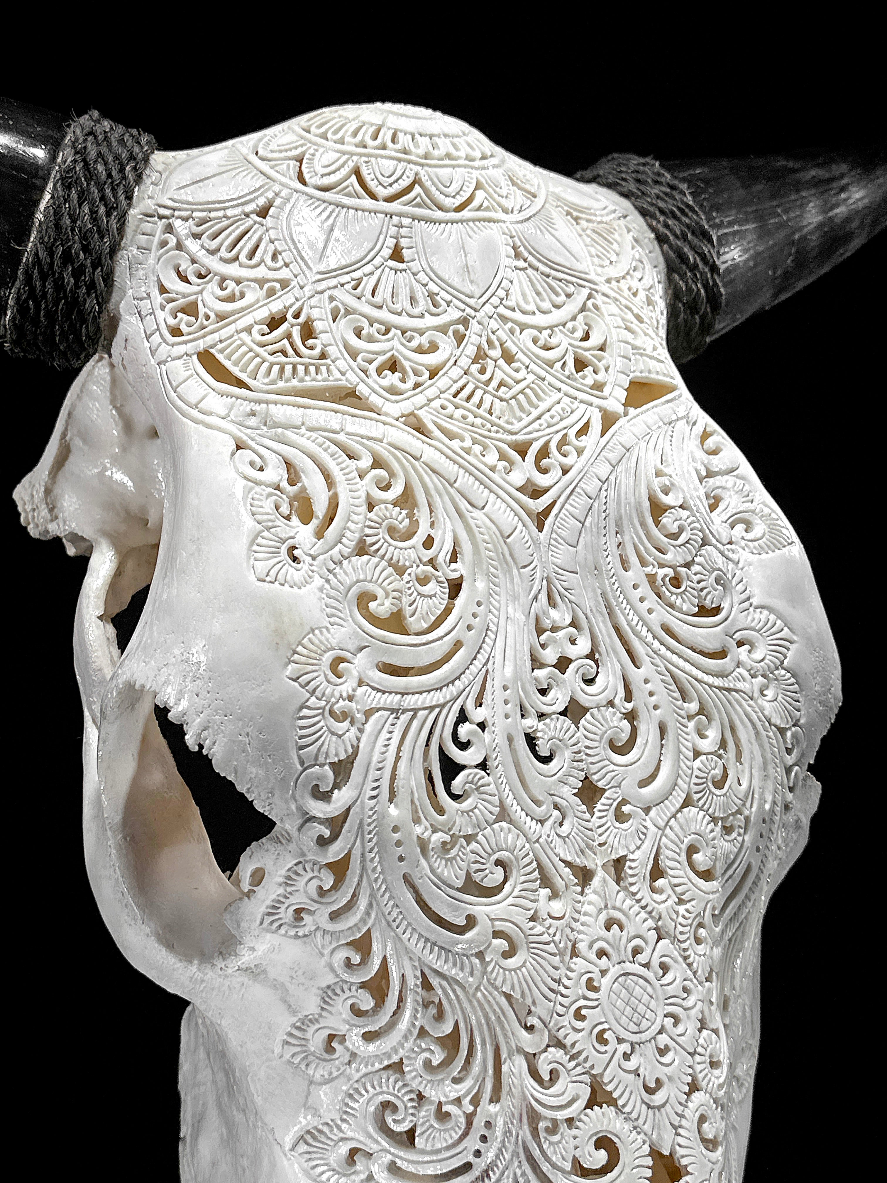 Bull Skull Carved Mandala Boho - Skull,A/149