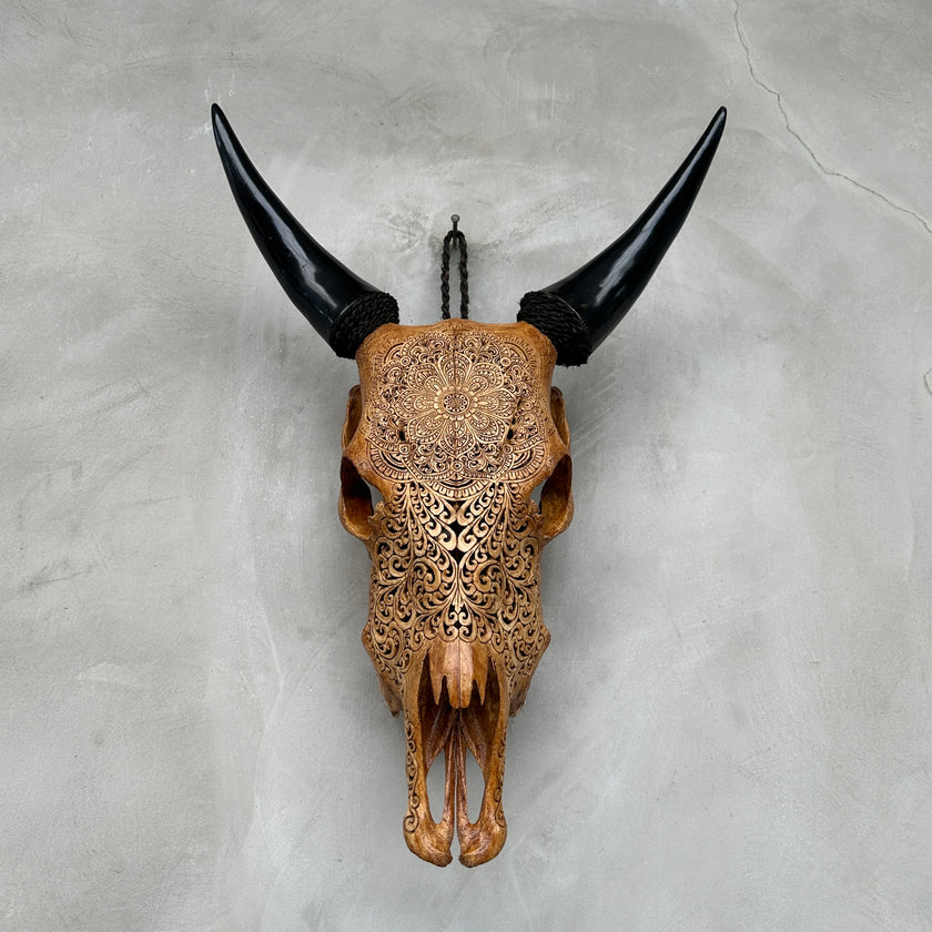 Cow Carved Flower Mandala - Skull,A/011