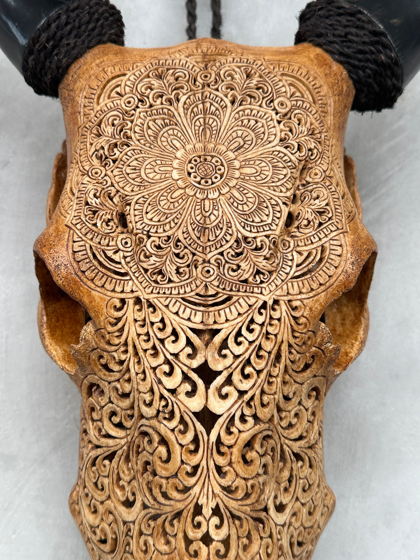 Cow Carved Flower Mandala - Skull,A/011