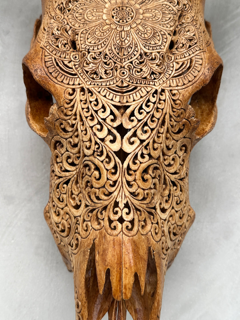 Cow Carved Flower Mandala - Skull,A/011
