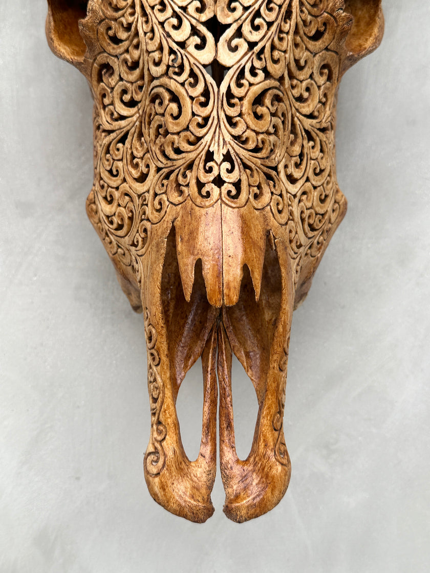 Cow Carved Flower Mandala - Skull,A/011