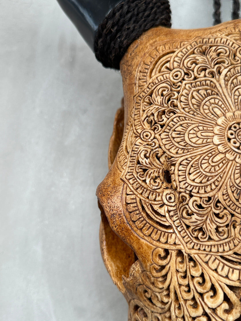 Cow Carved Flower Mandala - Skull,A/011