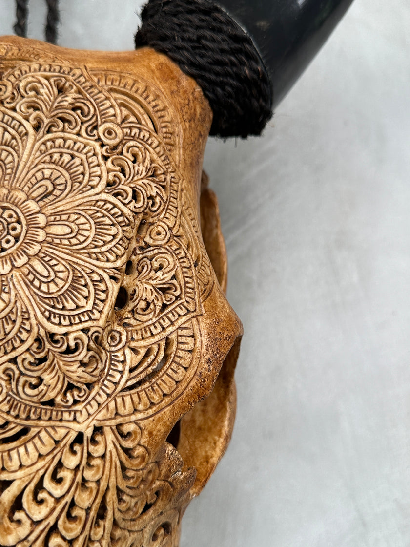 Cow Carved Flower Mandala - Skull,A/011