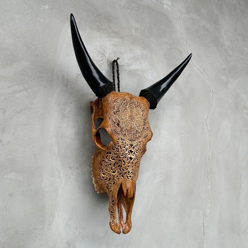 Cow Carved Flower Mandala - Skull,A/011