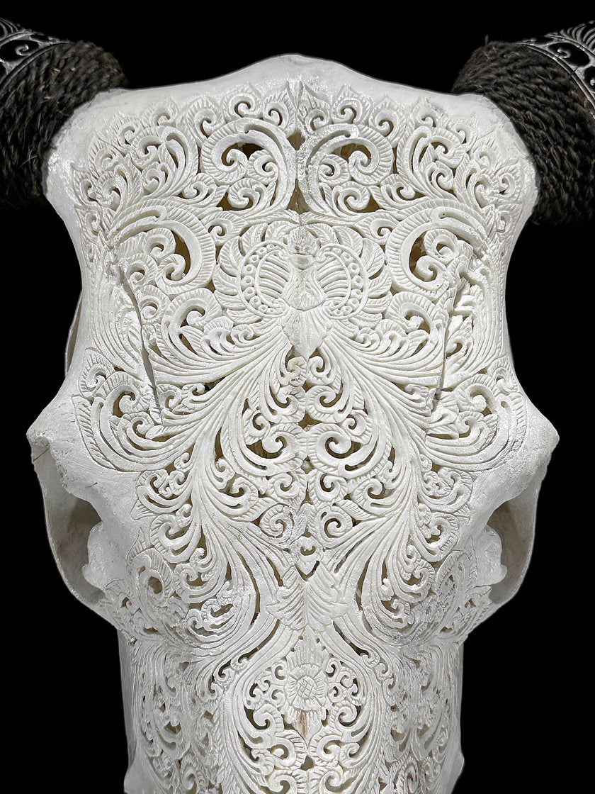 Fully carved cow skulls with Small Lotus Carving Skull,A/179
