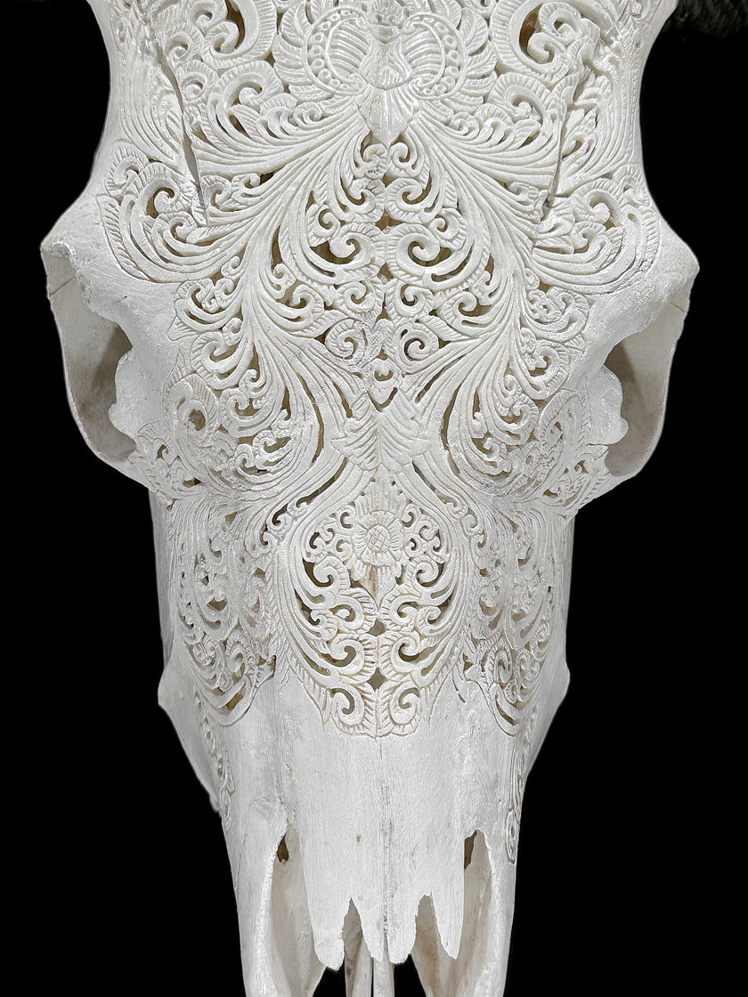 Fully carved cow skulls with Small Lotus Carving Skull,A/179