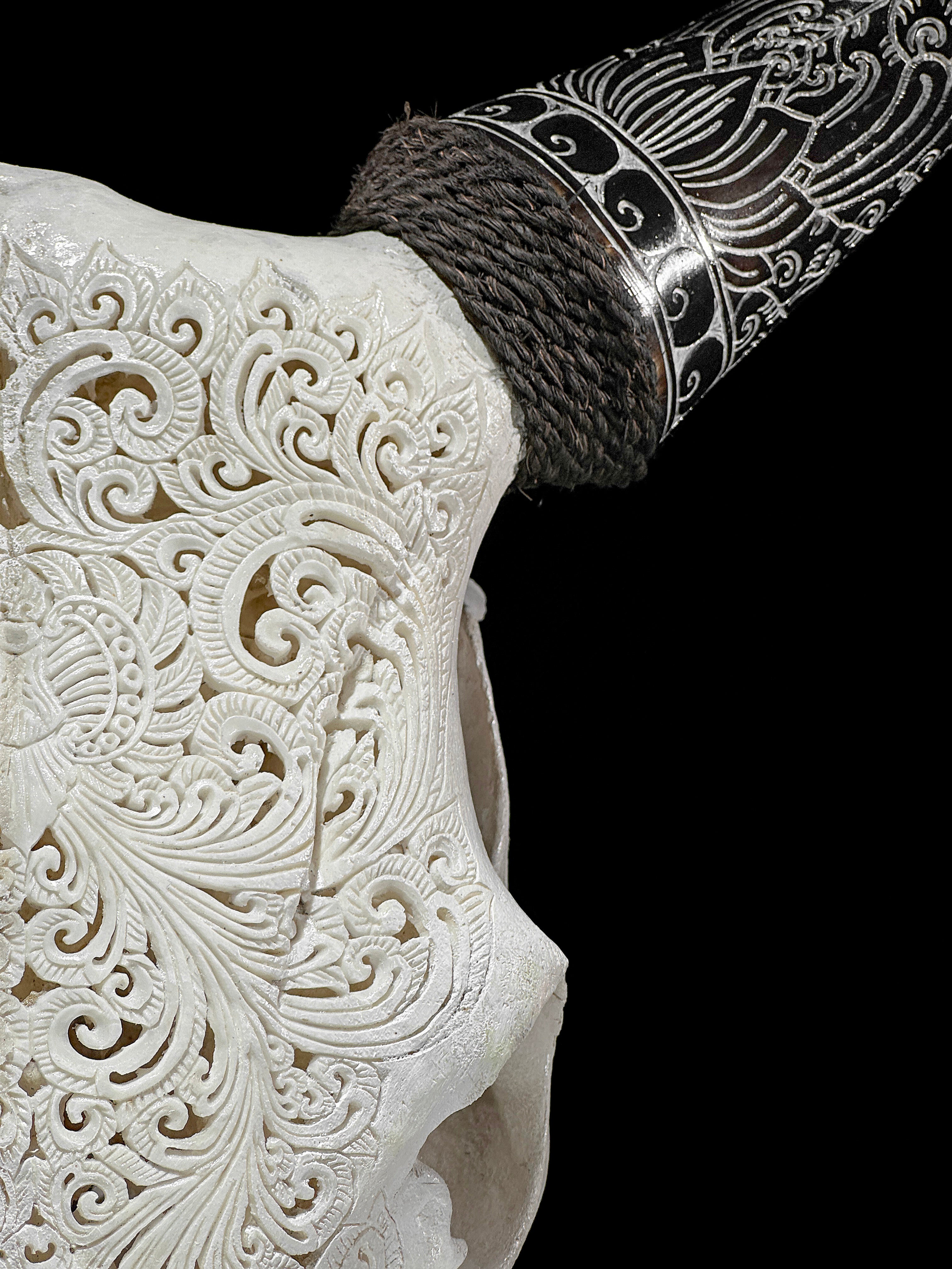Fully carved cow skulls with Small Lotus Carving Skull,A/179