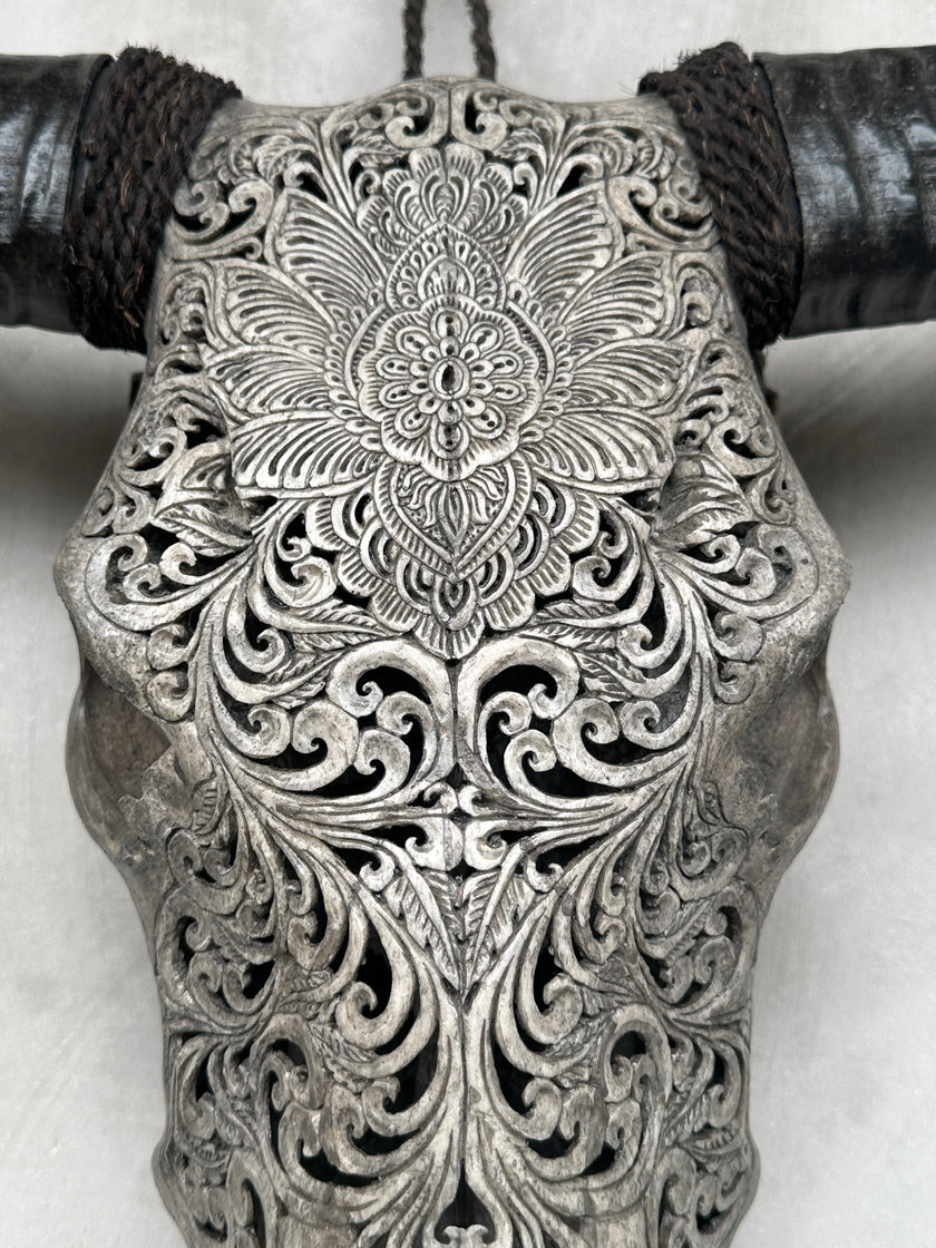 Buffalo Carved Floral - Skull,A/053
