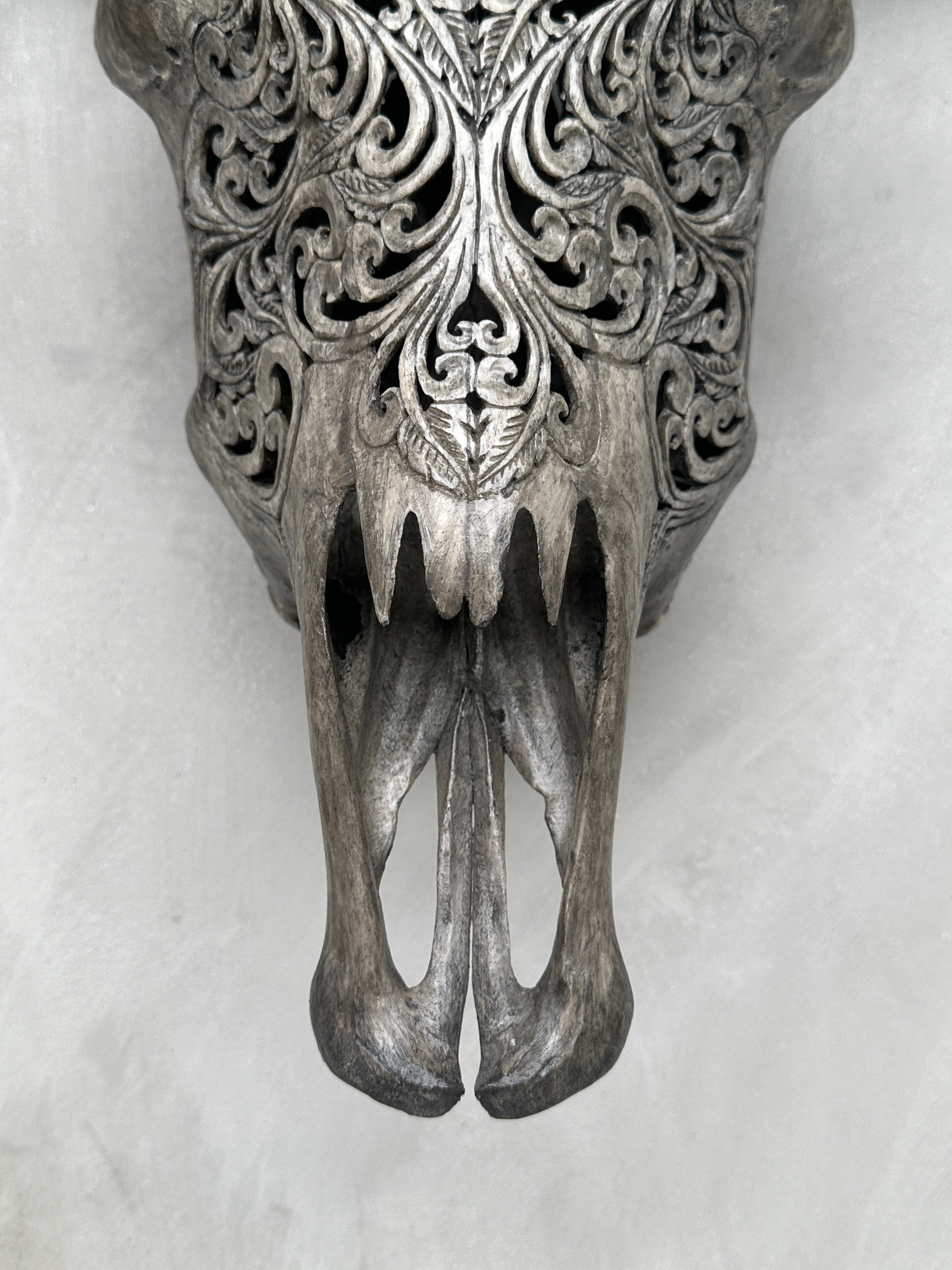 Buffalo Carved Floral - Skull,A/053