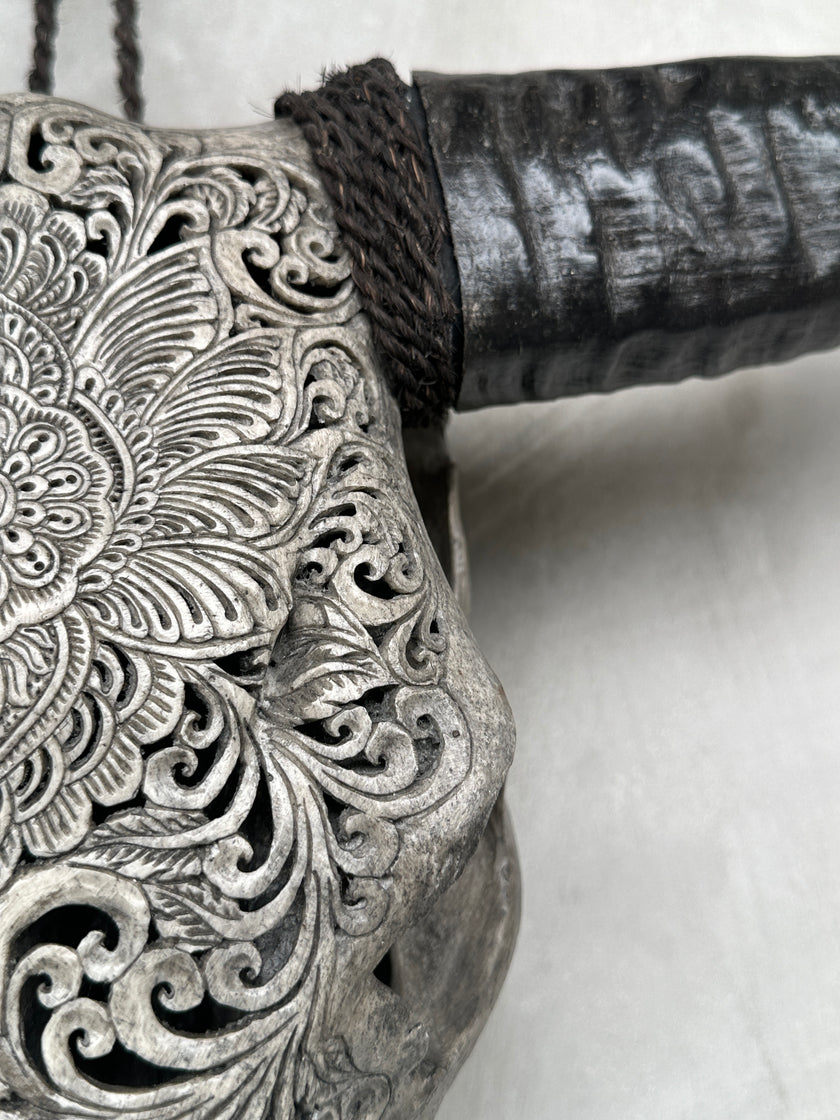 Buffalo Carved Floral - Skull,A/053