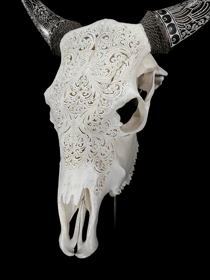 Fully carved cow skulls with Small Lotus Carving Skull,A/179