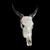 White Carved Cow Skull With Abalone Shell Accents - Peacock motif | Skull,A/143