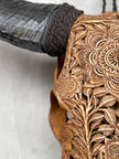 Buffalo Carved Flower Mandala - Skull,A/054