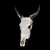 White Carved Cow Skull With Abalone Shell Accents - Peacock motif | Skull,A/143