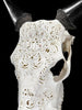 White Carved Cow Skull With Abalone Shell Accents - Peacock motif | Skull,A/143