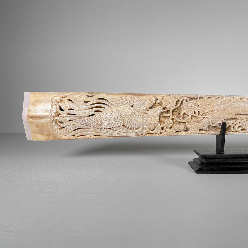 Carved Tusks 23/EX/007 Carving dragon phoenix