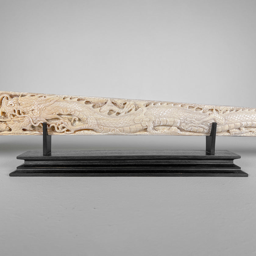 Carved Tusks 23/EX/007 Carving dragon phoenix