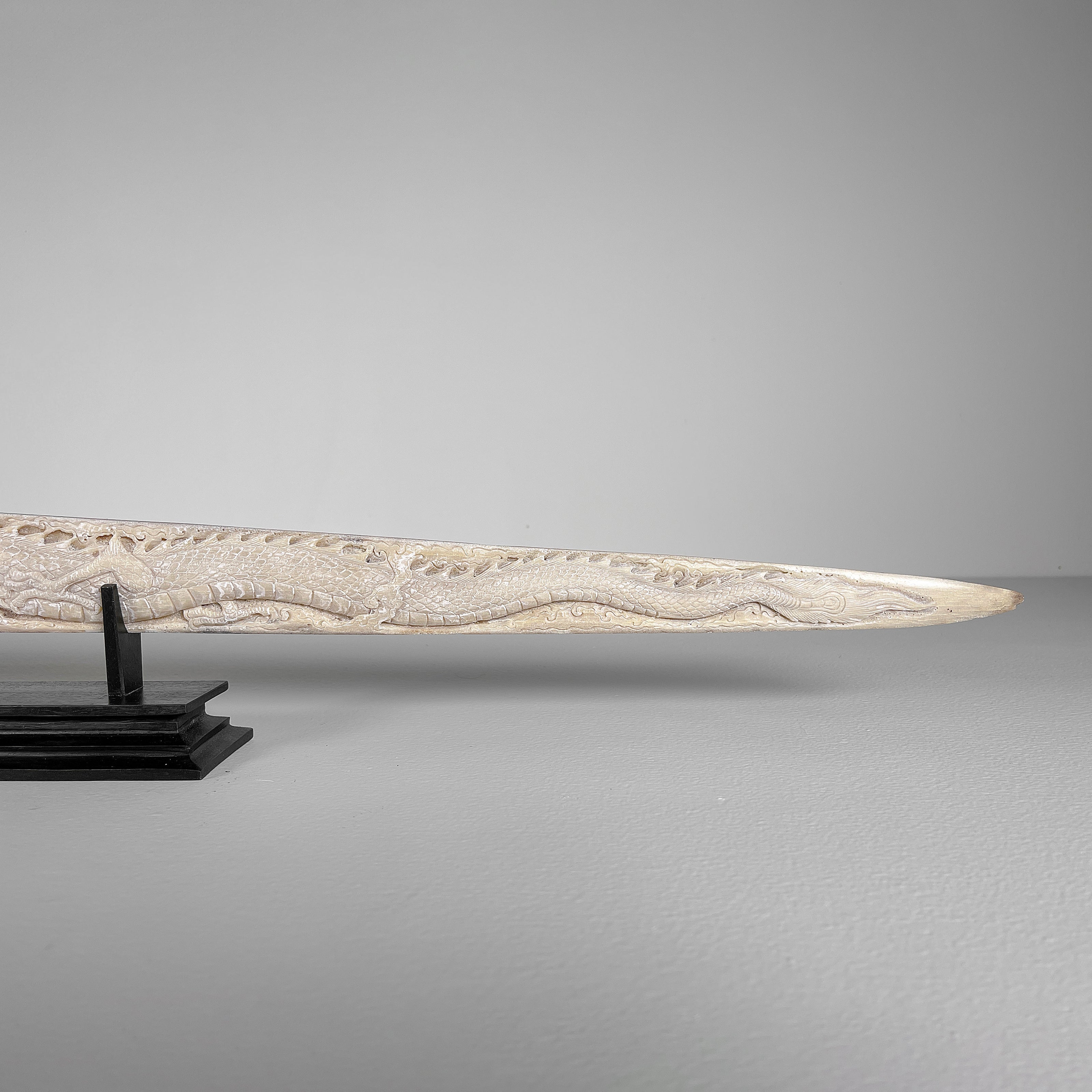 Carved Tusks 23/EX/007 Carving dragon phoenix