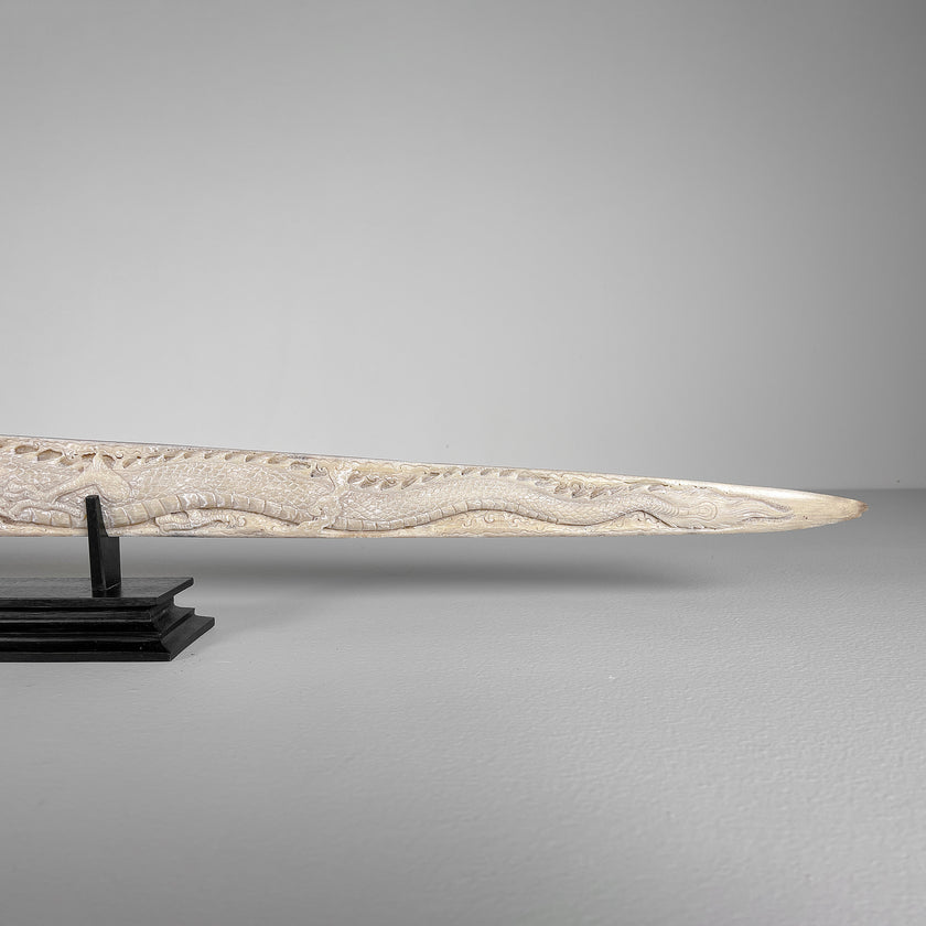 Carved Tusks 23/EX/007 Carving dragon phoenix