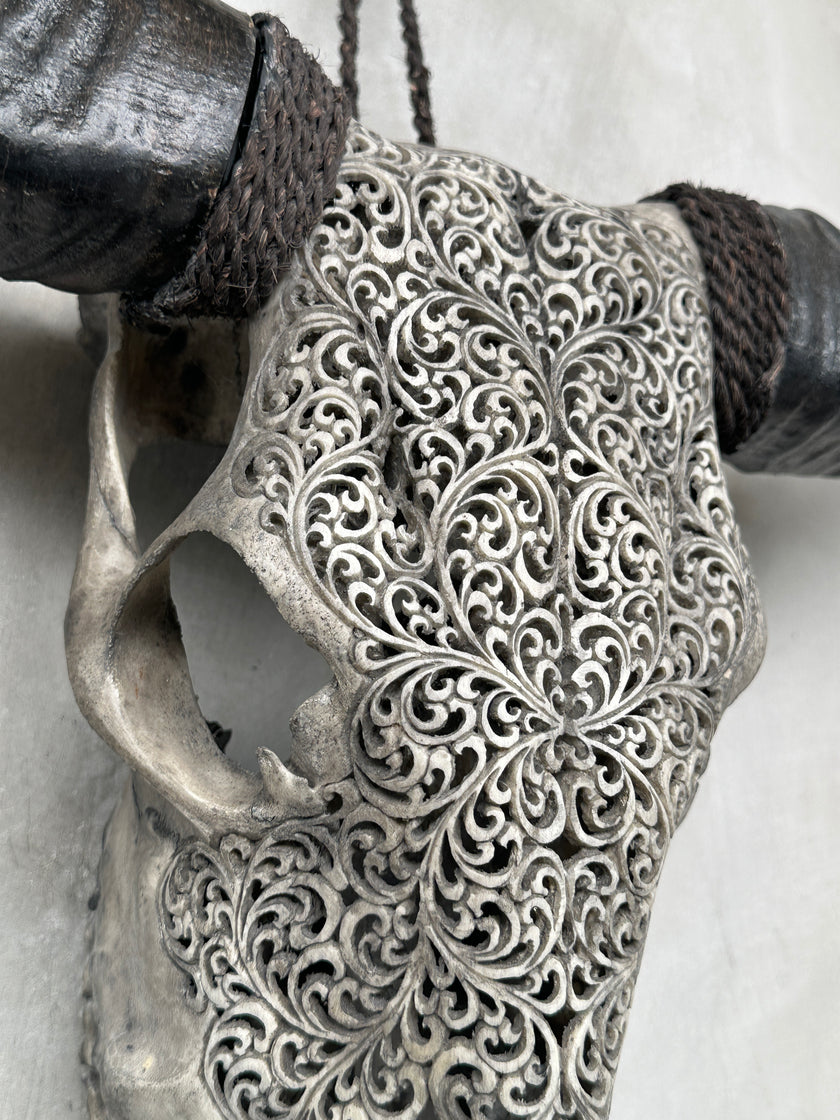 Buffalo Carved Fern - Skull,A/058