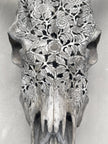 Carved Cow Skull Rose carving K2/037