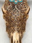 Bull Skull Carved Flower Mandala - Skull,A/052