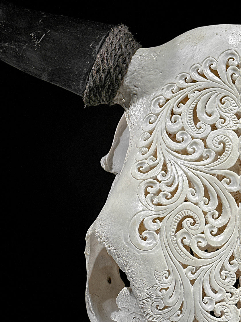 Bull Skull Carved Tradball - Skull,A/150