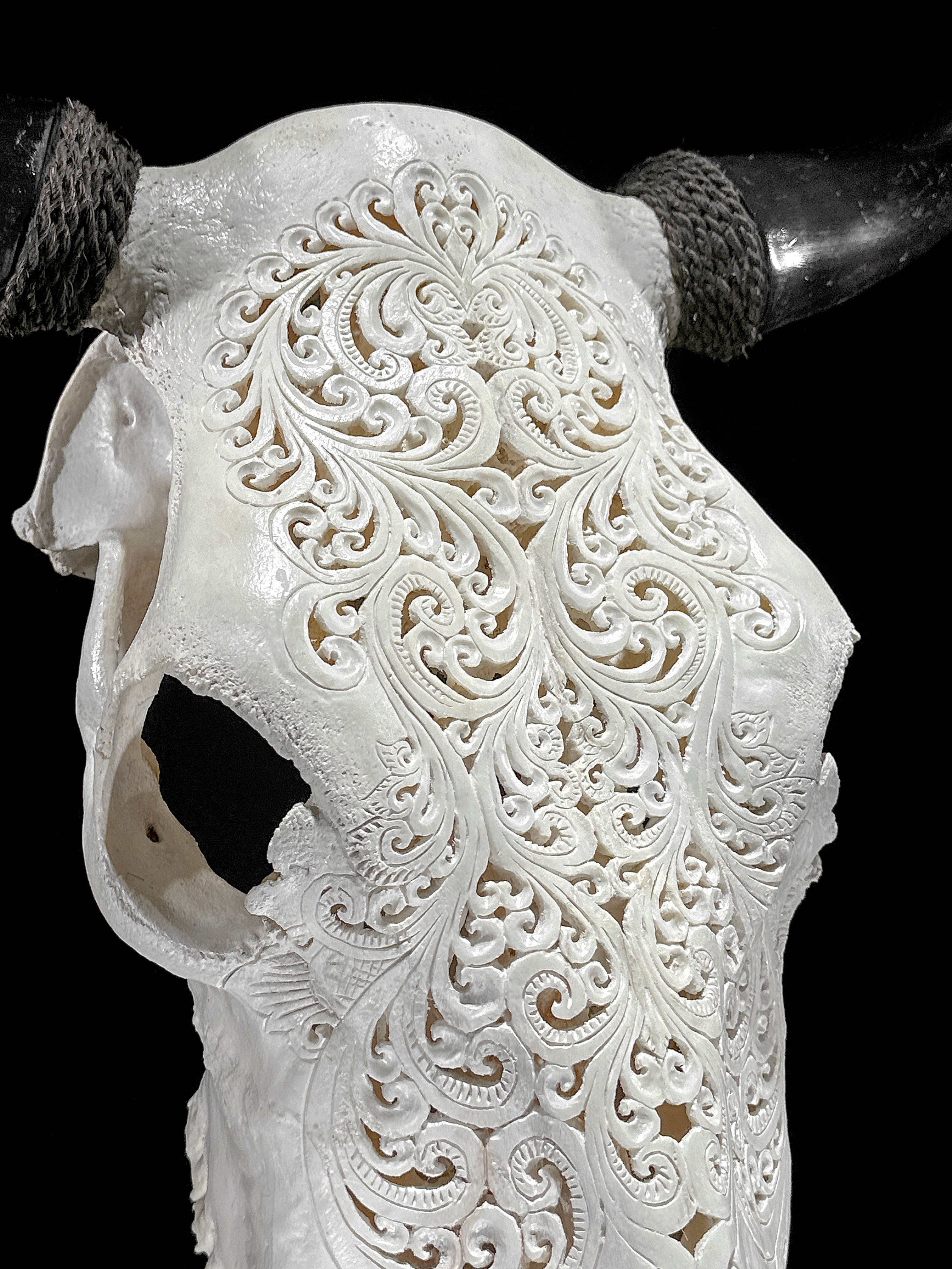 Bull Skull Carved Tradball - Skull,A/150