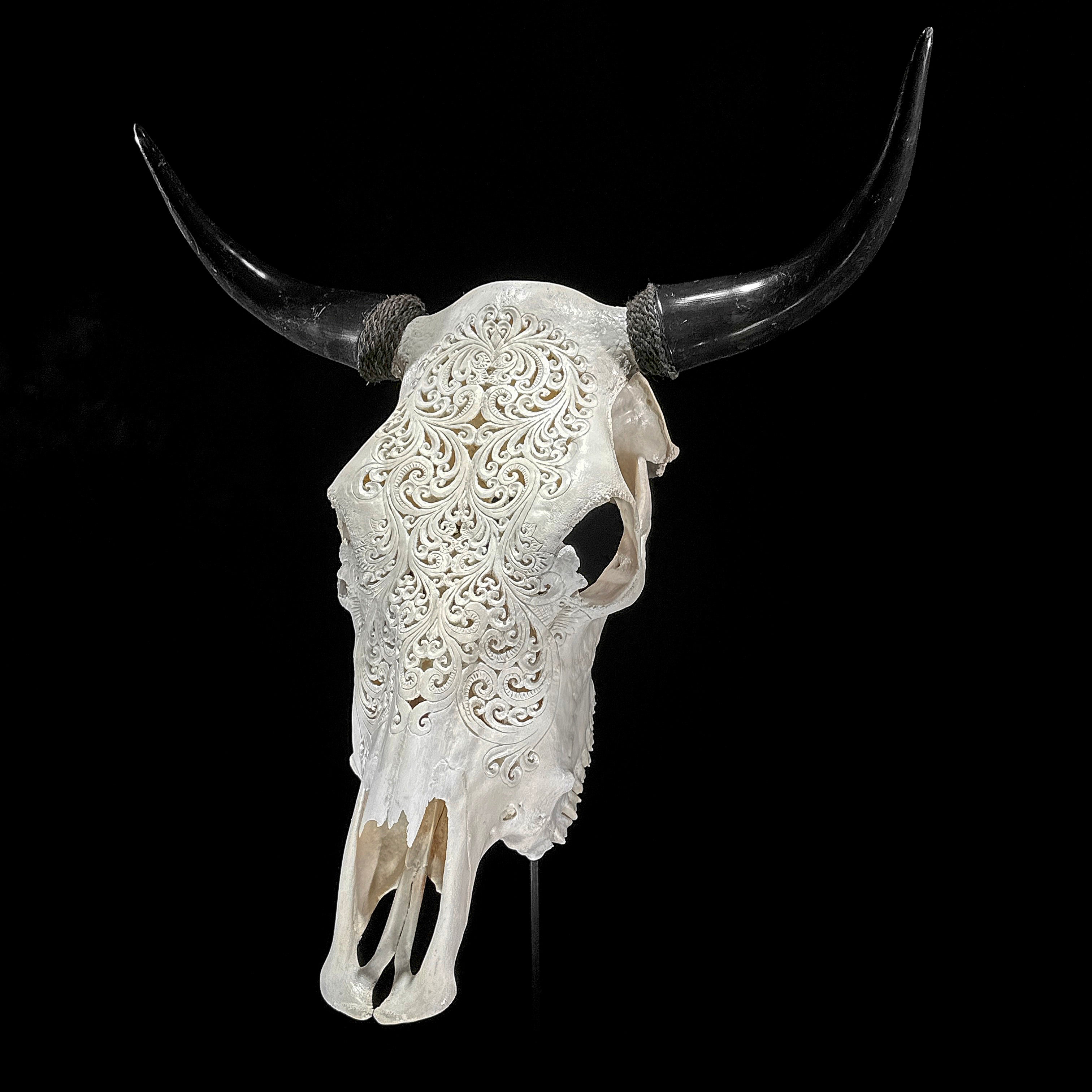 Bull Skull Carved Tradball - Skull,A/150