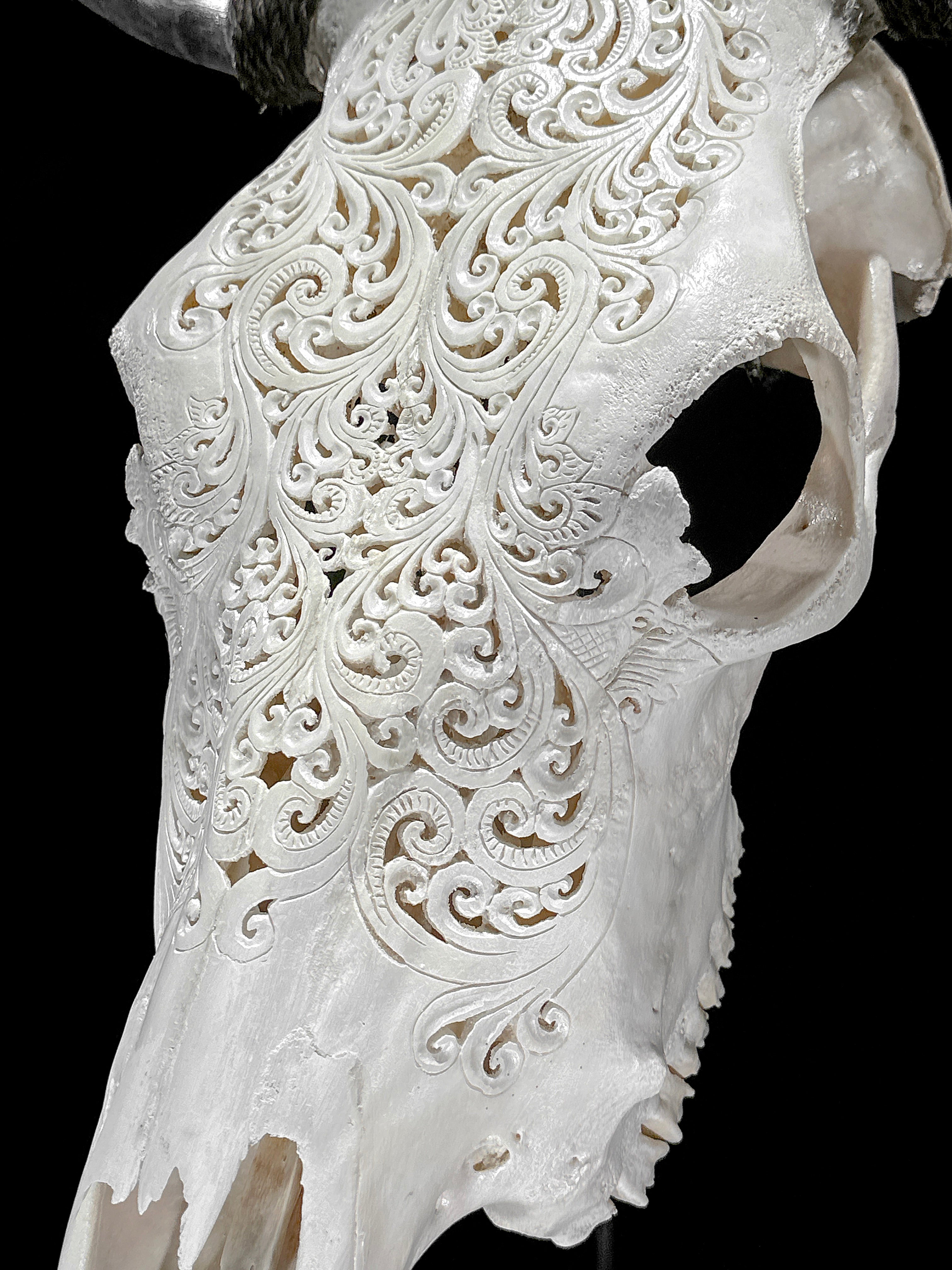 Bull Skull Carved Tradball - Skull,A/150